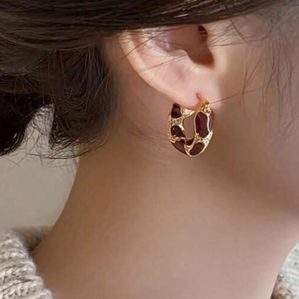 Elegant 🔥 Gold and Brown Earrings